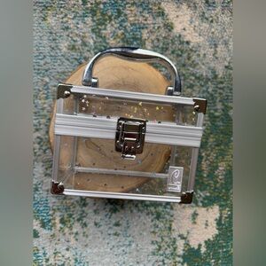Caboodles small clear lucite holographic star makeup handle travel case trunk